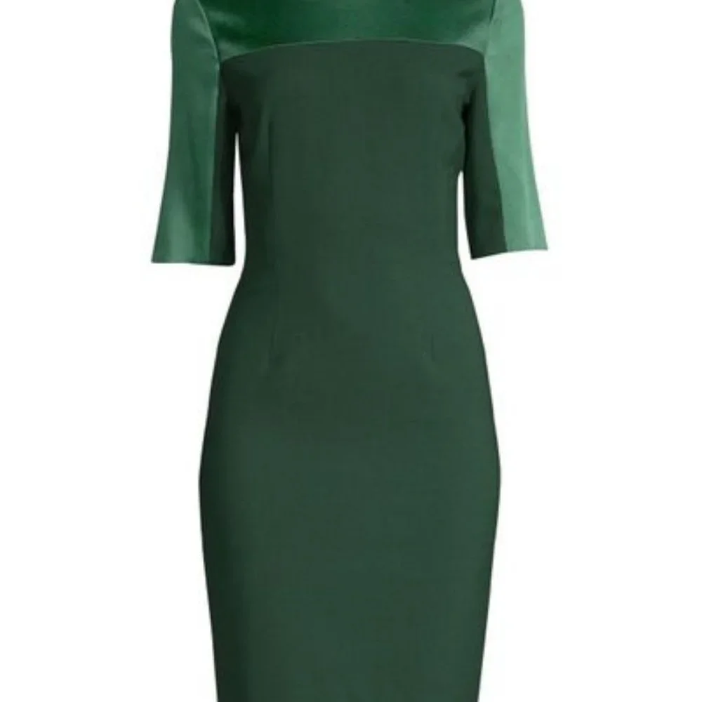 HUGO BOSS Danufa Stretch Wool Colorblock Sheath Dress In Pine Green - Picture 4 of 14